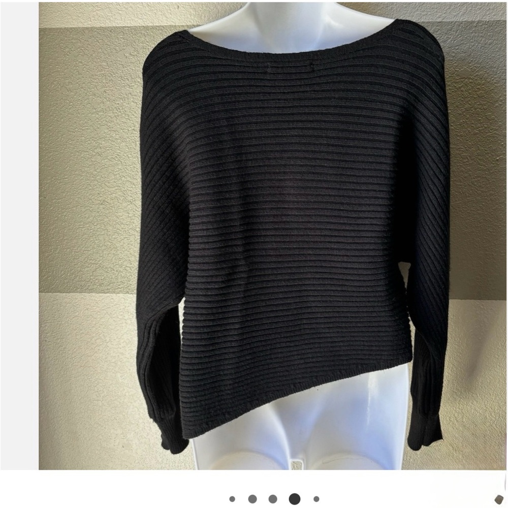 Anthropologie Black Ribbed Crew Neck Sweater